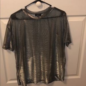 Sheer silver metallic women’s top